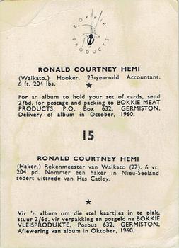 1960 Bokkie Meat Products New Zealand and South African Players #15 Ronald Courtney Hemi Back